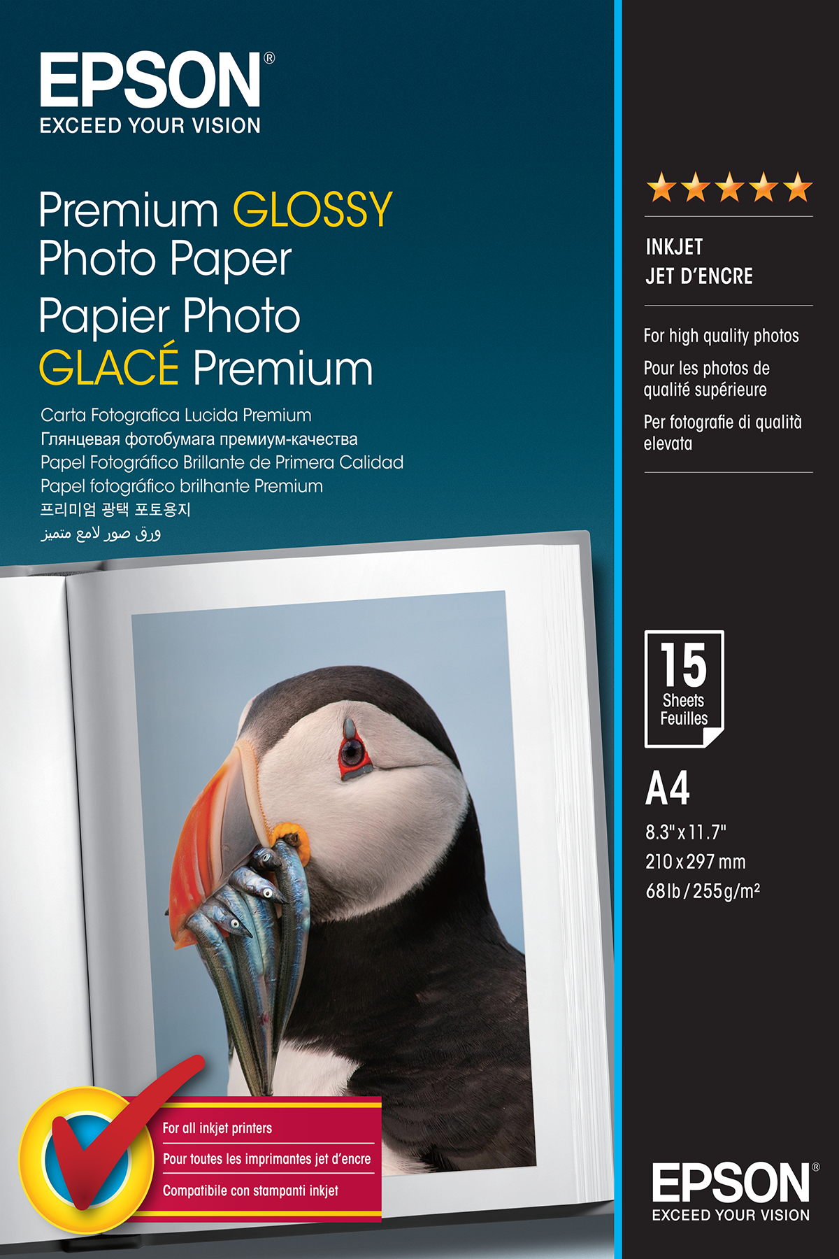 Epss042155     Epson Photo Paper Premium Glos A4 15 Sheets 255gsm                                          - UF01