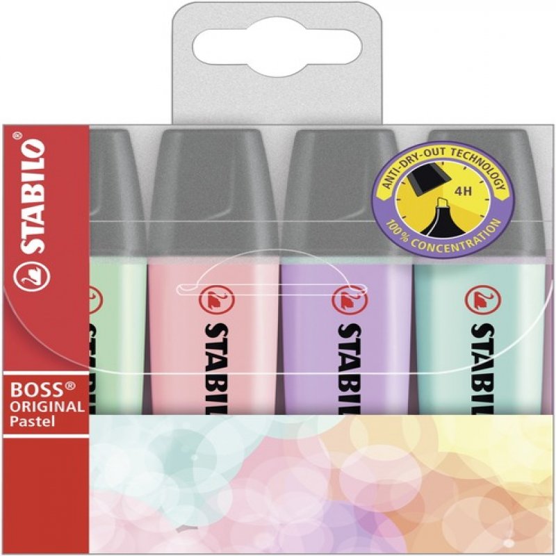stabilo Boss Pastel Highlighter Assrtd Pk4 70/4-2 - AD01
