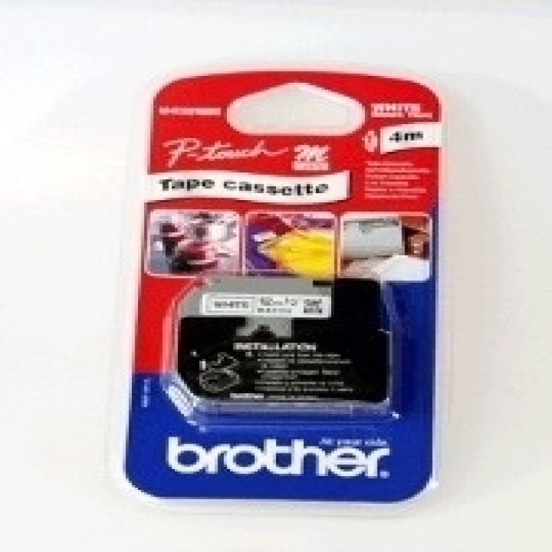 brother labels 12mm Bk On White Plast Lab Tape 4m Long Mk231sbz - AD01