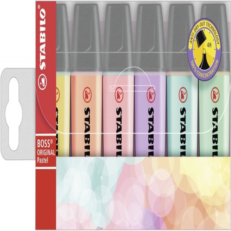 stabilo Stabilo Boss Pastel Highlighter Assorted Pk6 70/6-2 - AD01