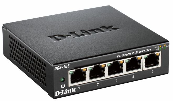 D-Link 5-port 10/100/1000 Gigabit Metal Housing Desktop Switch DGS-105/B - C2000