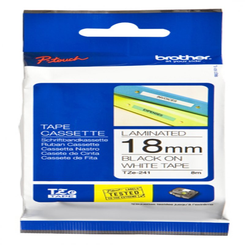 Bro 18mm Gloss Tz Blk On White Tape Tze241 - WC01
