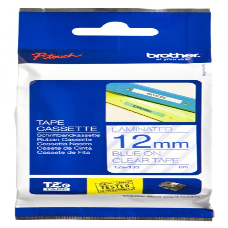 Bro 12mm Matt Tz Blue On Clear Gloss Tze133 - WC01