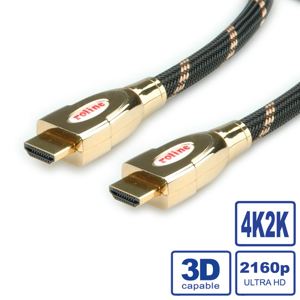 11.04.5690 ROLINE GOLD HDMI Cable UltraHD+Ethernet. M/M. 1.0m Factory Sealed