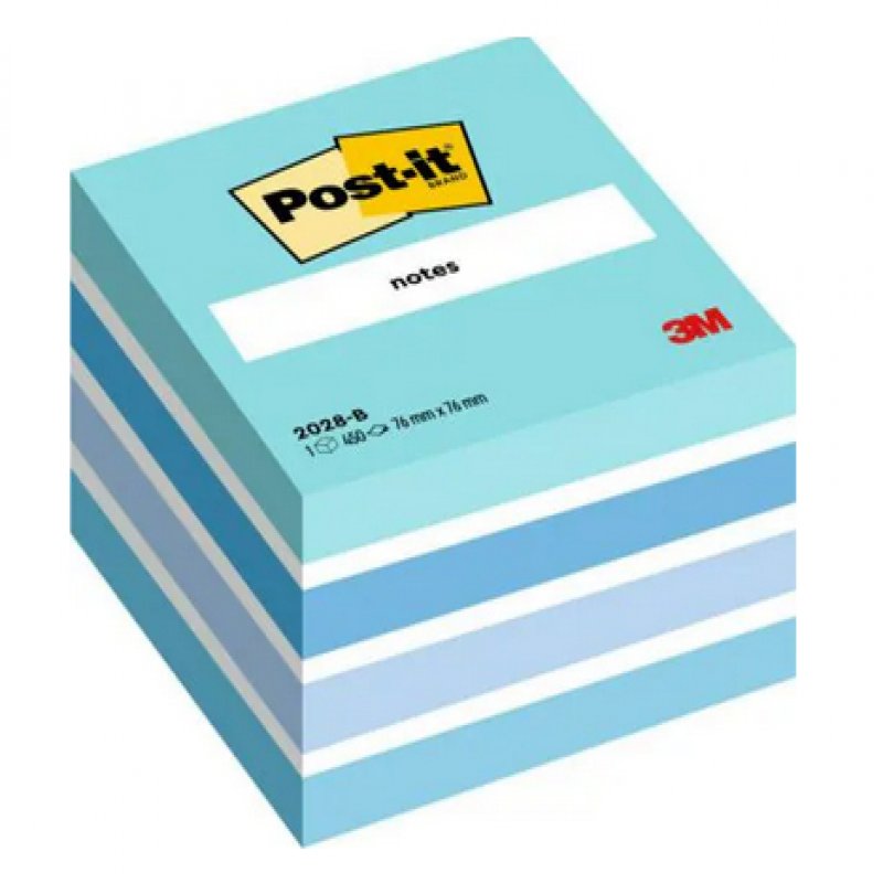 3m uk Post-it Note Cube 76x76mm Pastel Blue 2028b 7100172385 - AD01
