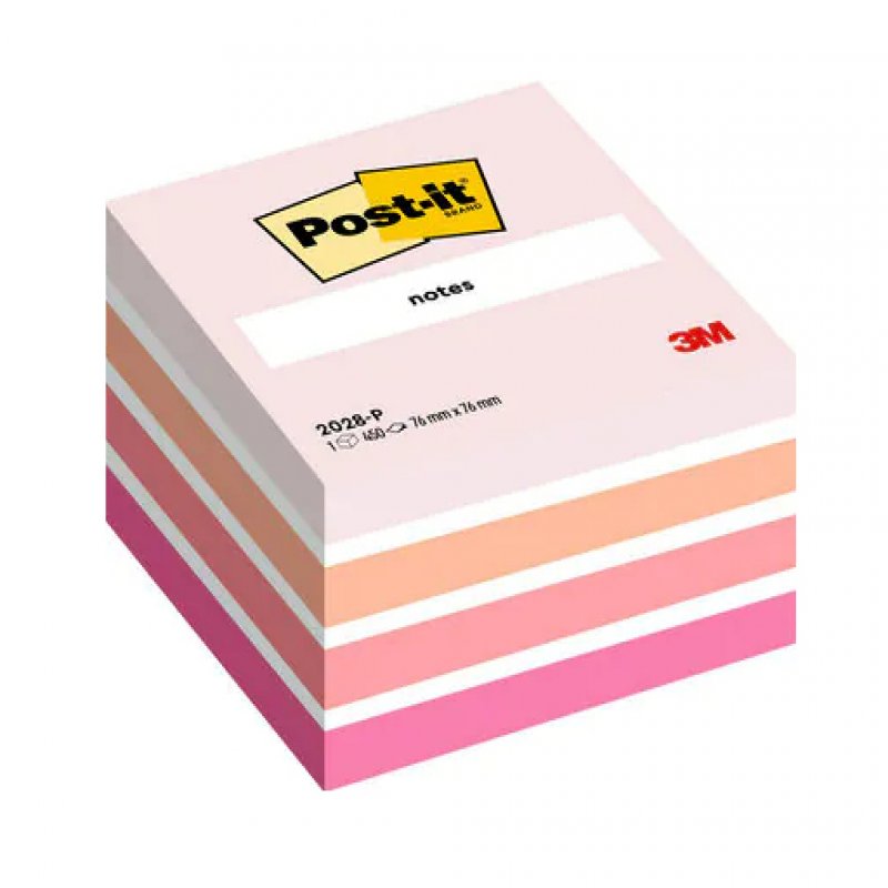 3m uk Post-it Note Cube 76x76mm Pastel Pink 2028p 7100172384 - AD01