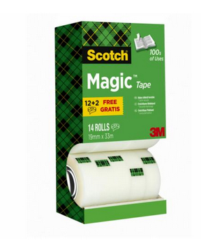 3m uk Scotch Magic Tape Invisible 19mmx33m (pk12 2 Free) 7100026965 - AD01