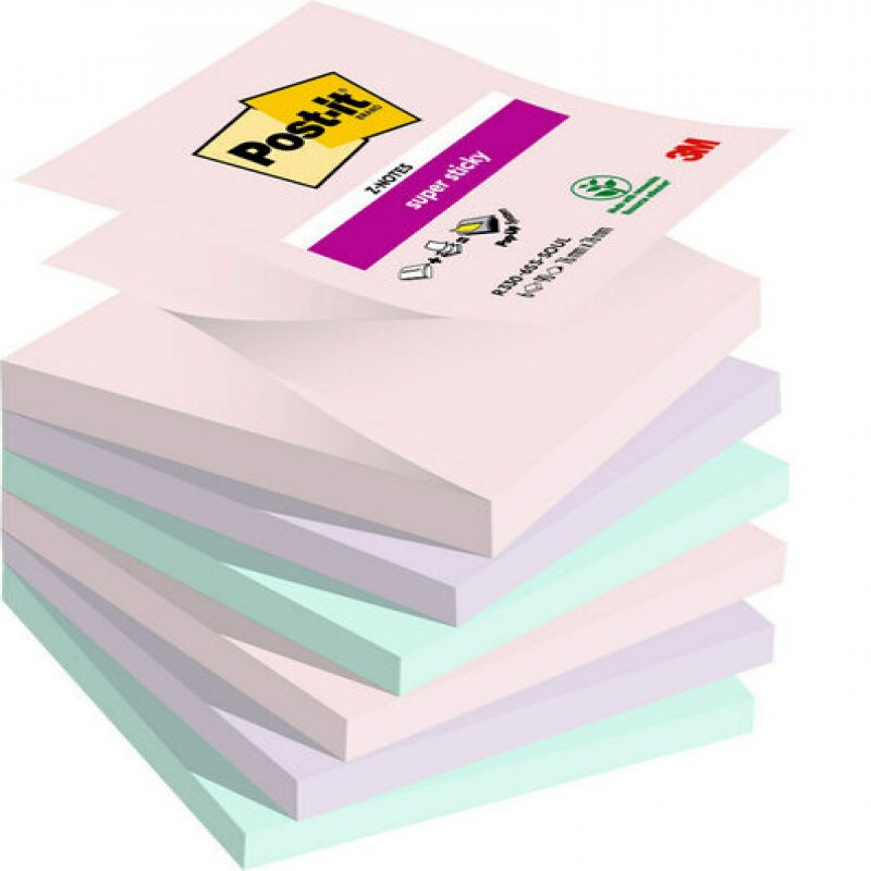 3m uk Post It Super Sticky Z Notes Soulful Colours 76x76mm 90 Sheets (pack Of 6) 7100259322 7100259322 - AD01