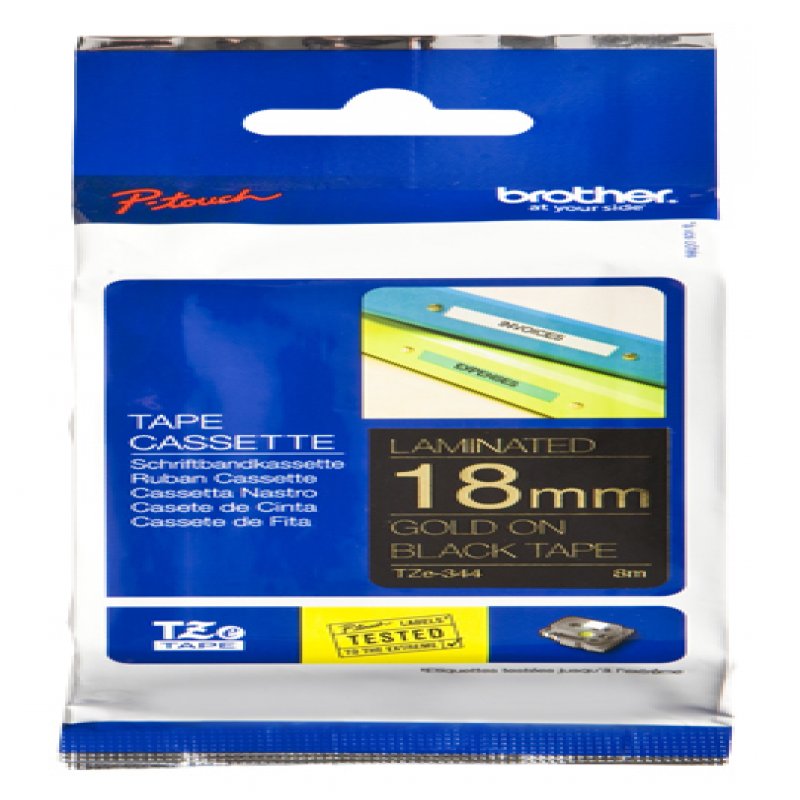 Bro 18mm Gloss Gold On Black Tape Tze344 - WC01
