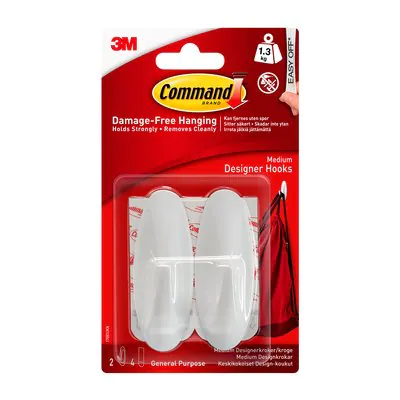 3m uk 3m Command Adhesive Hook Medium Oval White (pack 2) 17081 7100117769 - AD01