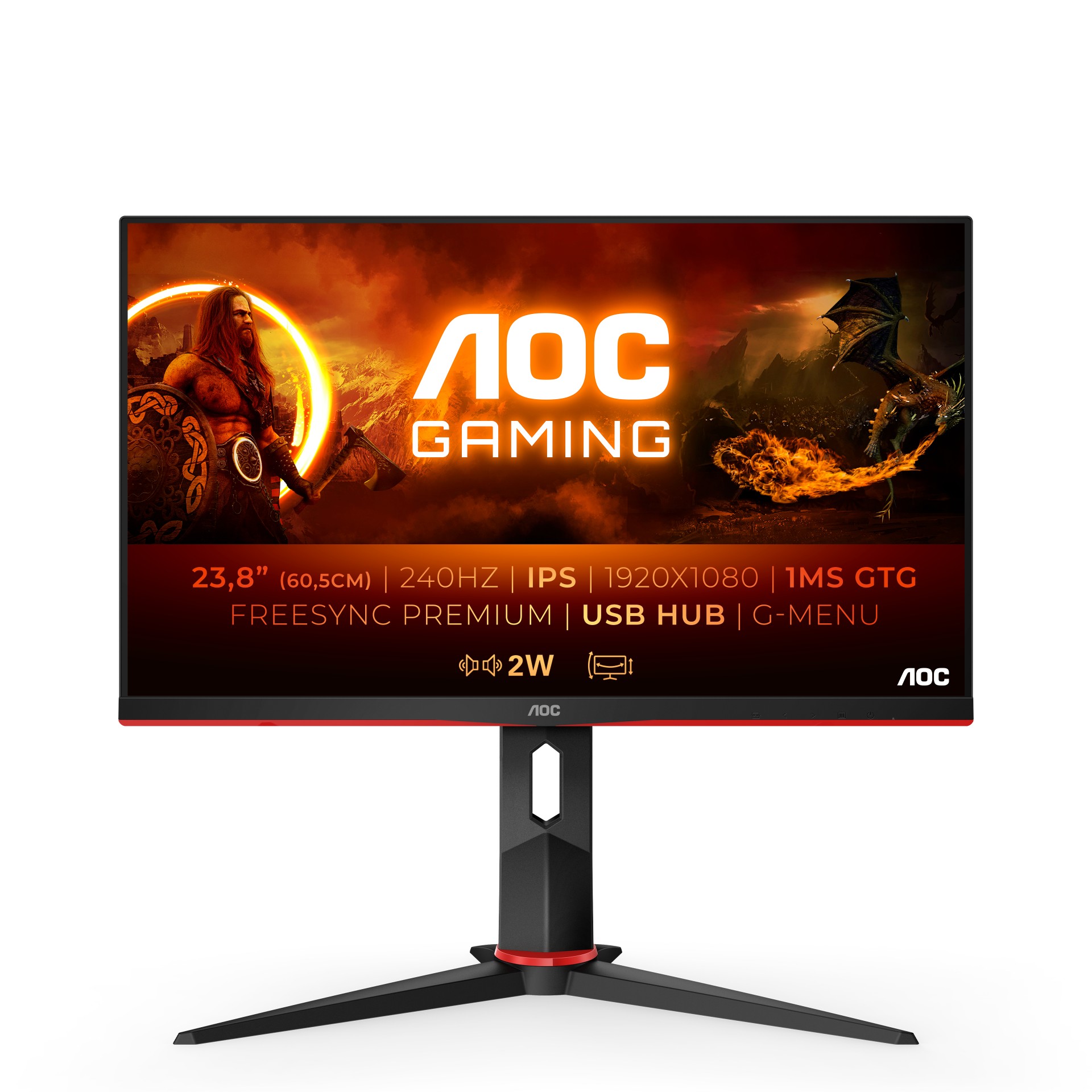 24G2ZU/BK Aoc 23.8 Ips Monitor Spk 24G2Zu/Bk       New
