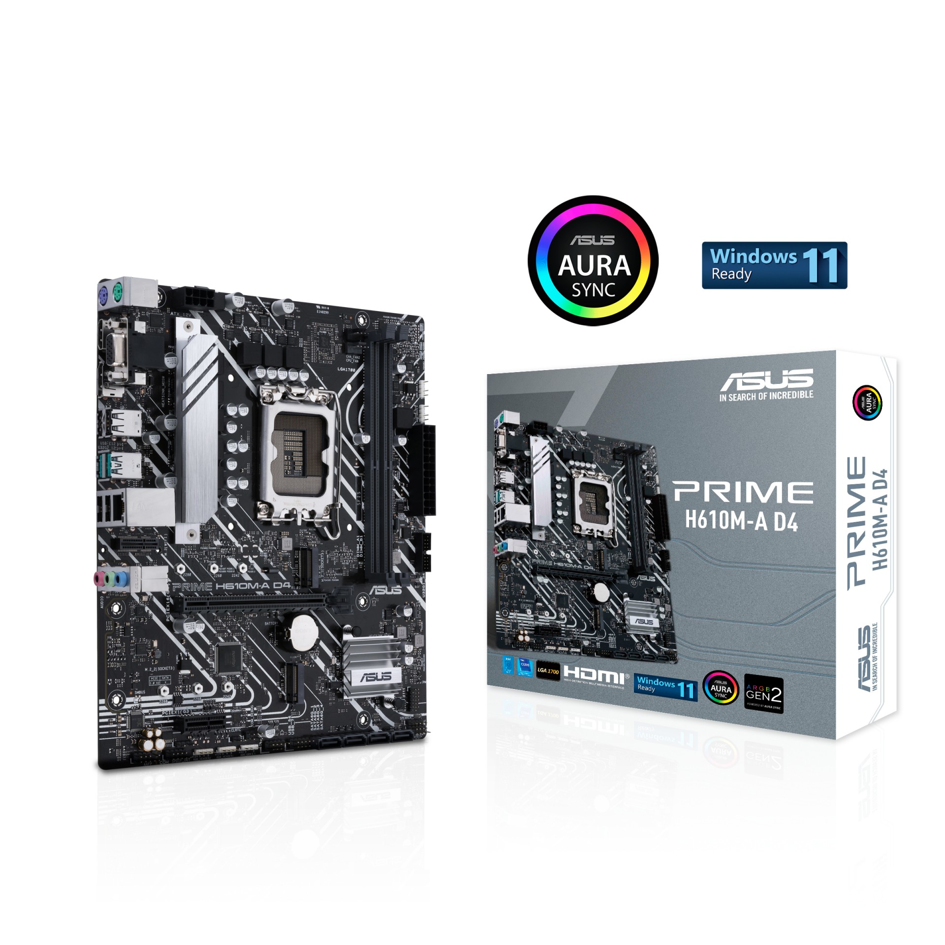 90MB19P0-M0EAY0 Asus 1700 Prime H610M-A D4 M-Atx         New