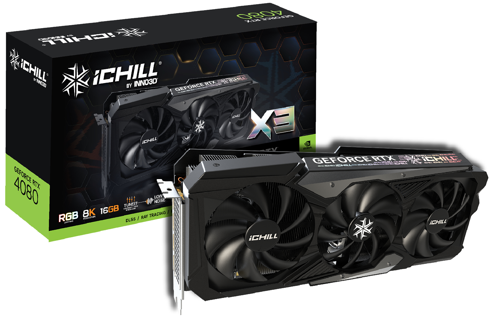 C40803-166XX-187049H Inno3D GeForce RTX 4080 iChill X3 16GB GDDR6X PCI-Express Graphics Card