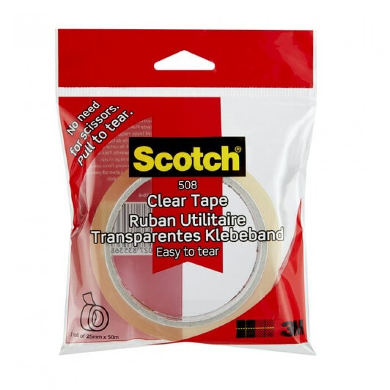 3m uk Scotch 508 Transparent Tape Easy To Tear 25mm X 50m (pack 1) 7100213209 7100213209 - AD01