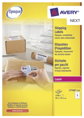 L7166-250 avery Avery Blockout Shipping Labels 99x93mm L7166-250(1500labels) - AD01