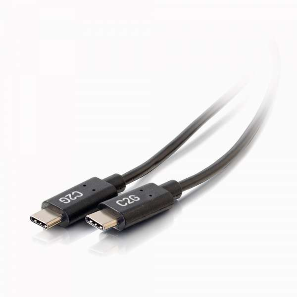 C2G 1.8m (6ft) USB C Cable - USB 2.0 (3A) - M/M USB Type C Cable - Black - USB Cable - USB-C (M) To USB-C (M) - USB 2.0 - 3 A - 1.8 M - Black 88826 - C2000