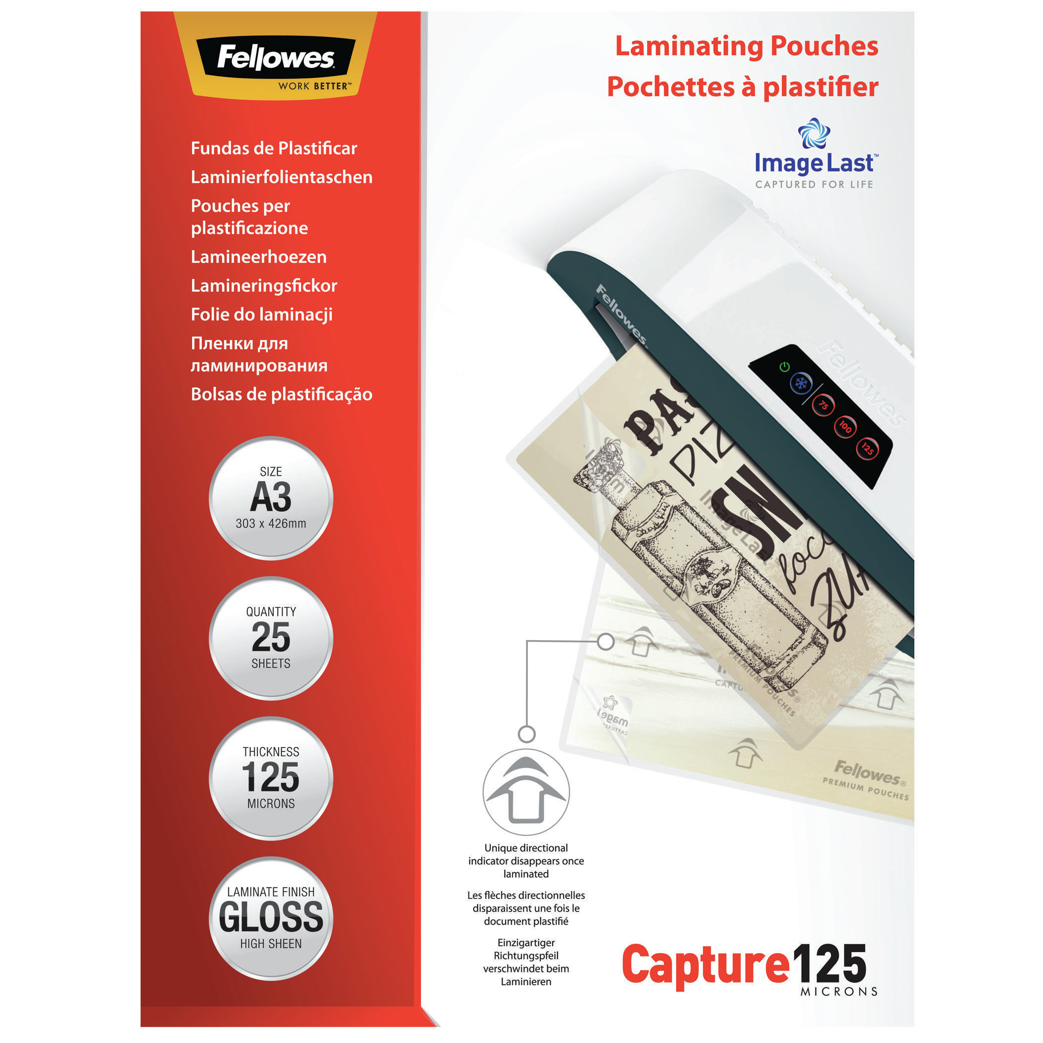 5396501 fellowes Il Laminating Pouch A3 125mic 25pk - NA01
