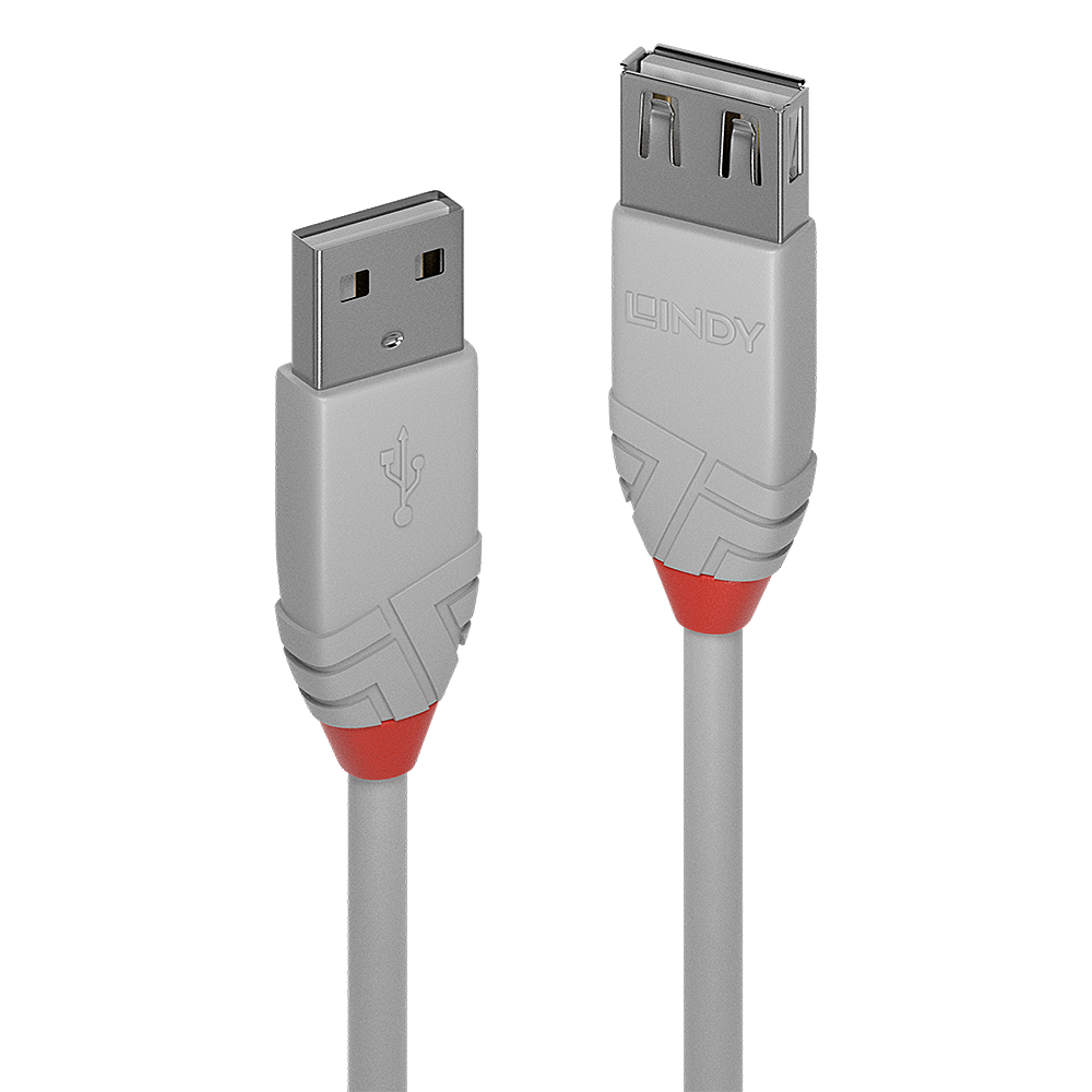 Lindy Cables & Adapters          0.2m Usb 2.0 Type A                 Extension Cable Anthra Line Grey    36710