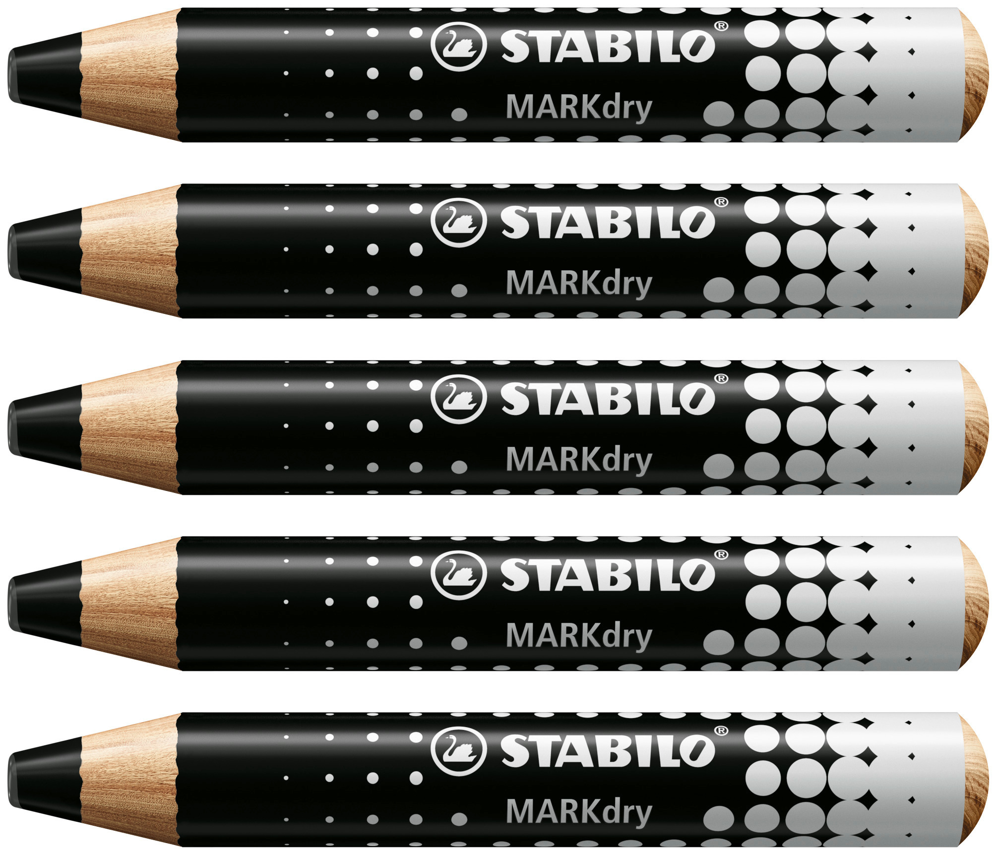 stabilo Stabilo Markdry Drywipe Marker Pencil For Use On Whiteboards Black (pack 5) 648/46 648/46 - AD01
