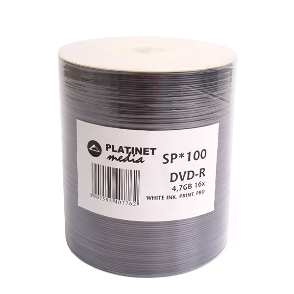 Platinet - Computer Accessories  Dvd-r (100 Pack) 4.7gb 16x-         -white Fullface Ink Printpro Shr    Pmdp100p-cm