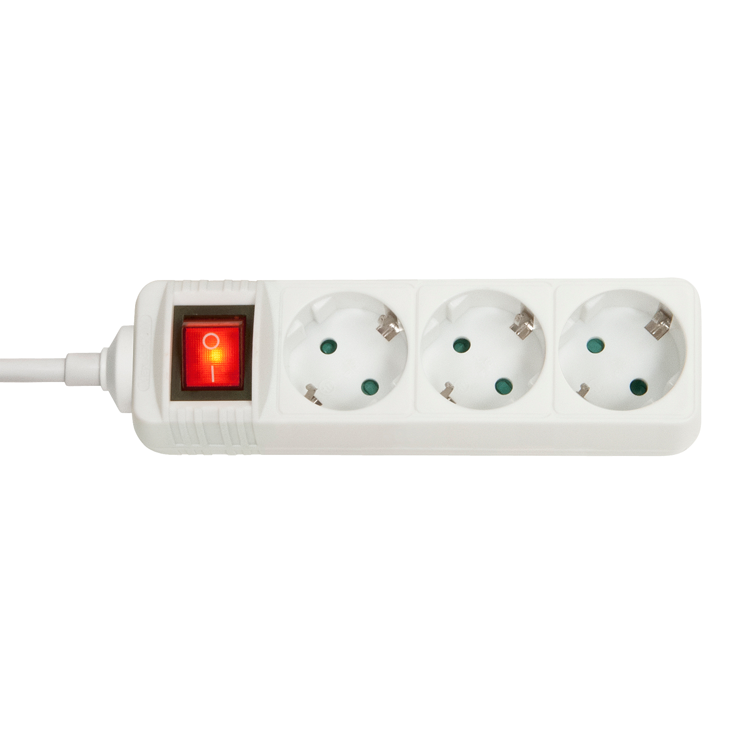 Lindy 3-Way Schuko Mains Power  Extension with Switch, White  73101 - eet01