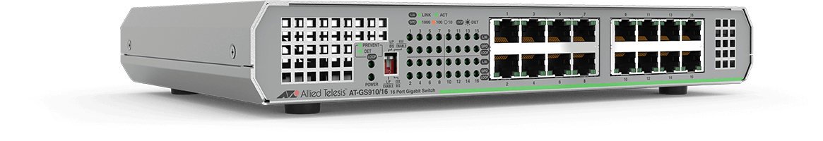 Allied Telesis CentreCOM AT-GS910/16 - Switch - Unmanaged - 16 X 10/100/1000 - Desktop AT-GS910/16-30 - C2000
