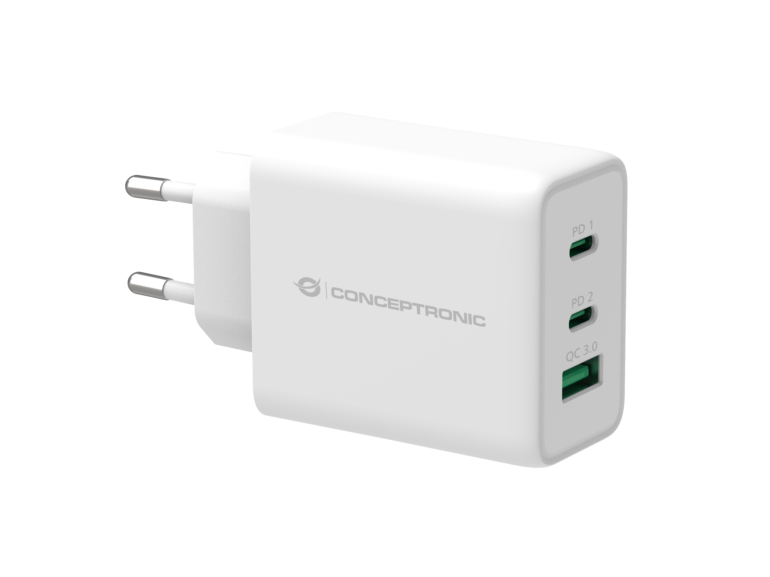 Conceptronic Althea 3-Port 65W Gan Usb Pd  Charger, Qc 3.0  ALTHEA12W - eet01