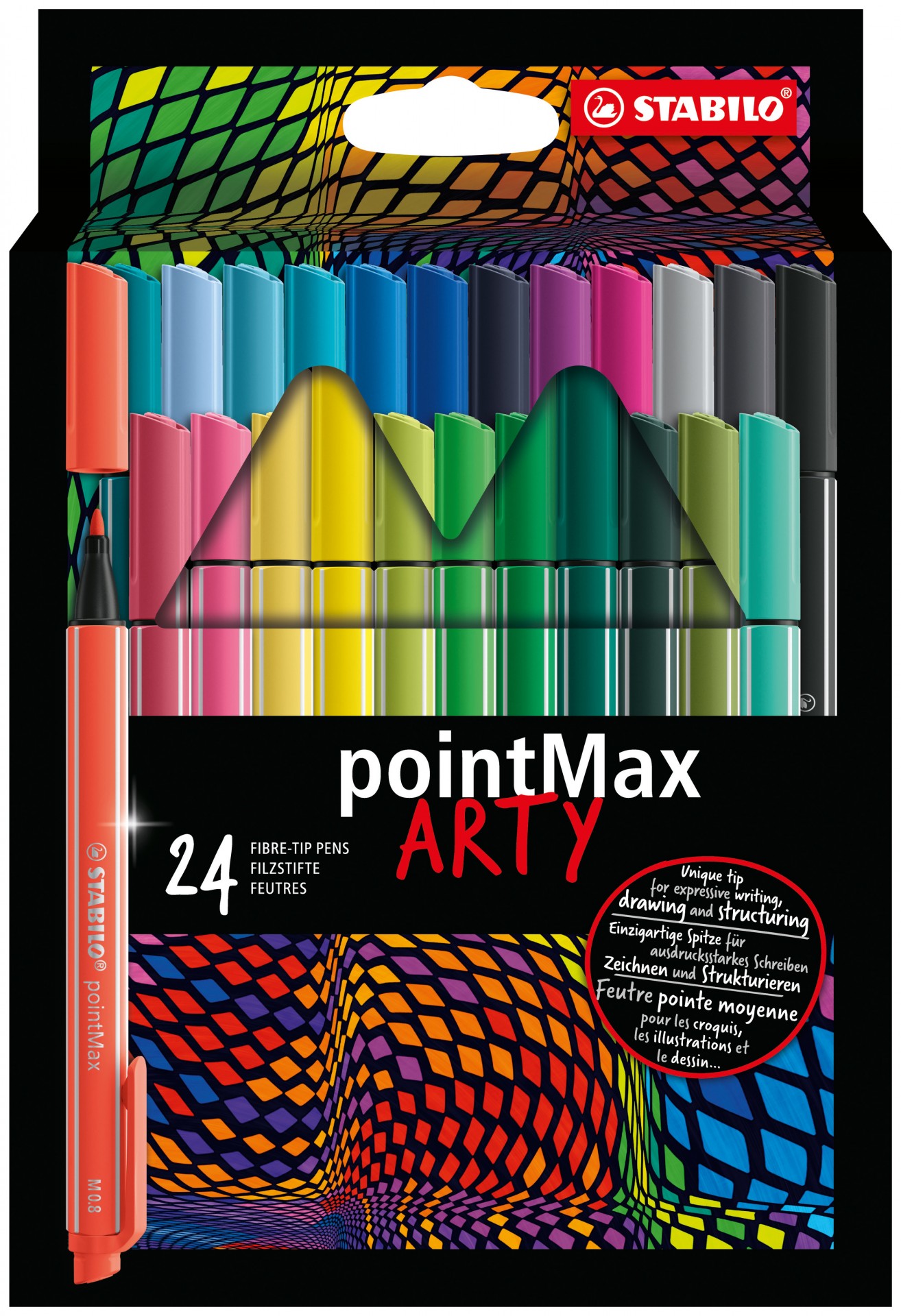 stabilo Stabilo Arty Pointmax Nylon Fibre Tip Pen 0.8mm Line Assorted Colours (wallet 24)  - 488/24-2-20 488/24-2-20 - AD01