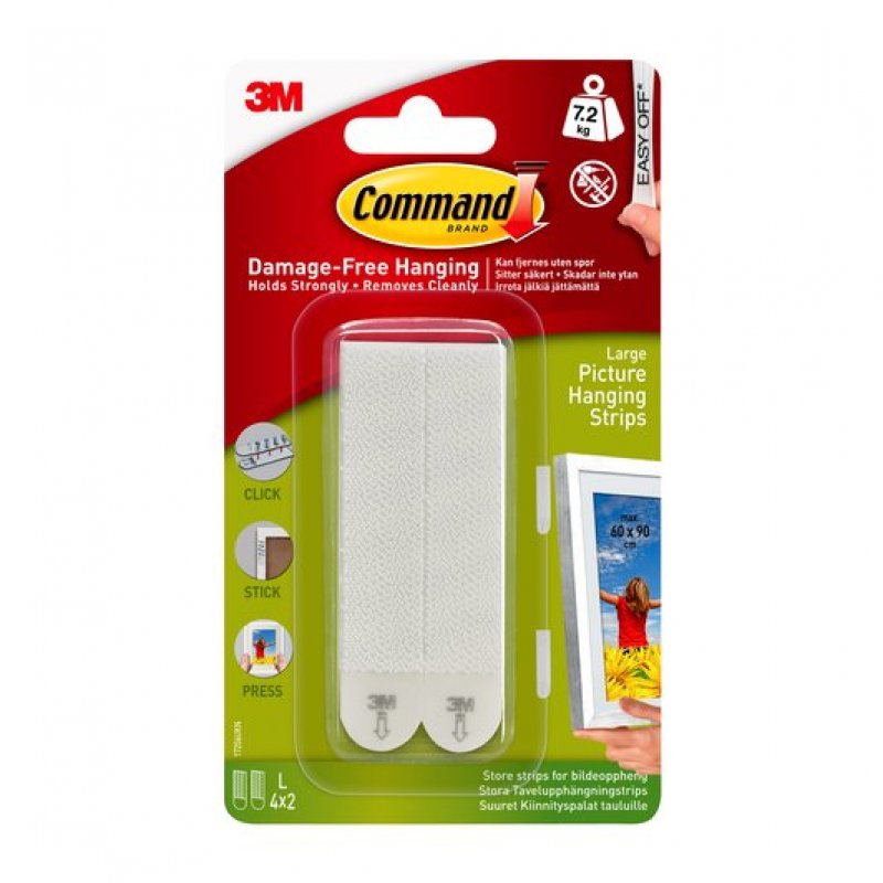 3m uk 3m Command Picture Hanging Strips Large White (pack 4) 17206 - 7100109344 7100235867 - AD01
