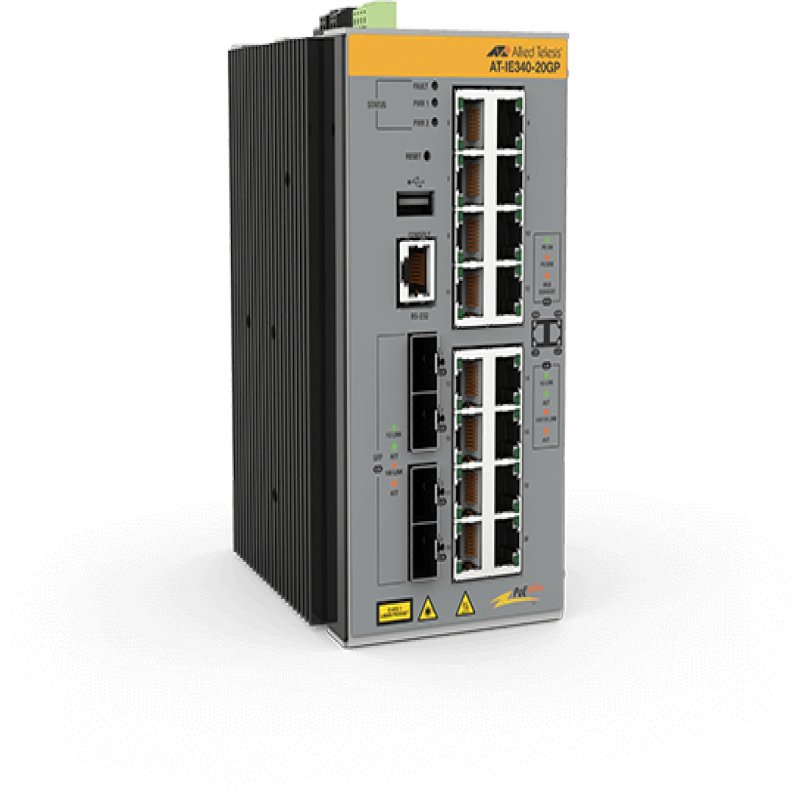 Allied Telesis - High End        L3 Indust Ethernet Switch           16x10/100/1000-t Poe+4x Sfp Port    At-ie340-20gp-80