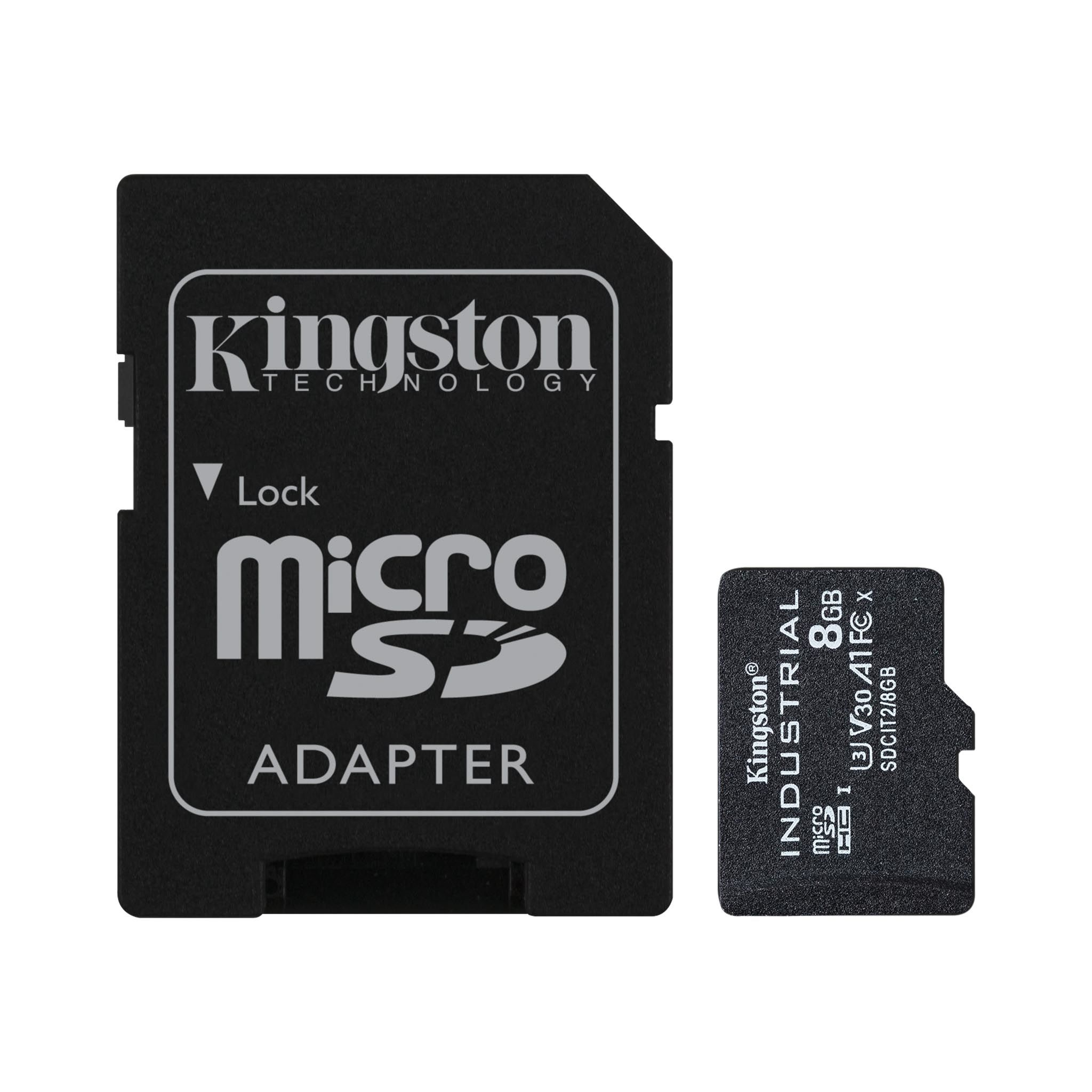 Kingston - Digital Media Product 8gb Microsdhc Industrial C10 A1     Pslc Card + Sd Adapter              Sdcit2/8gb