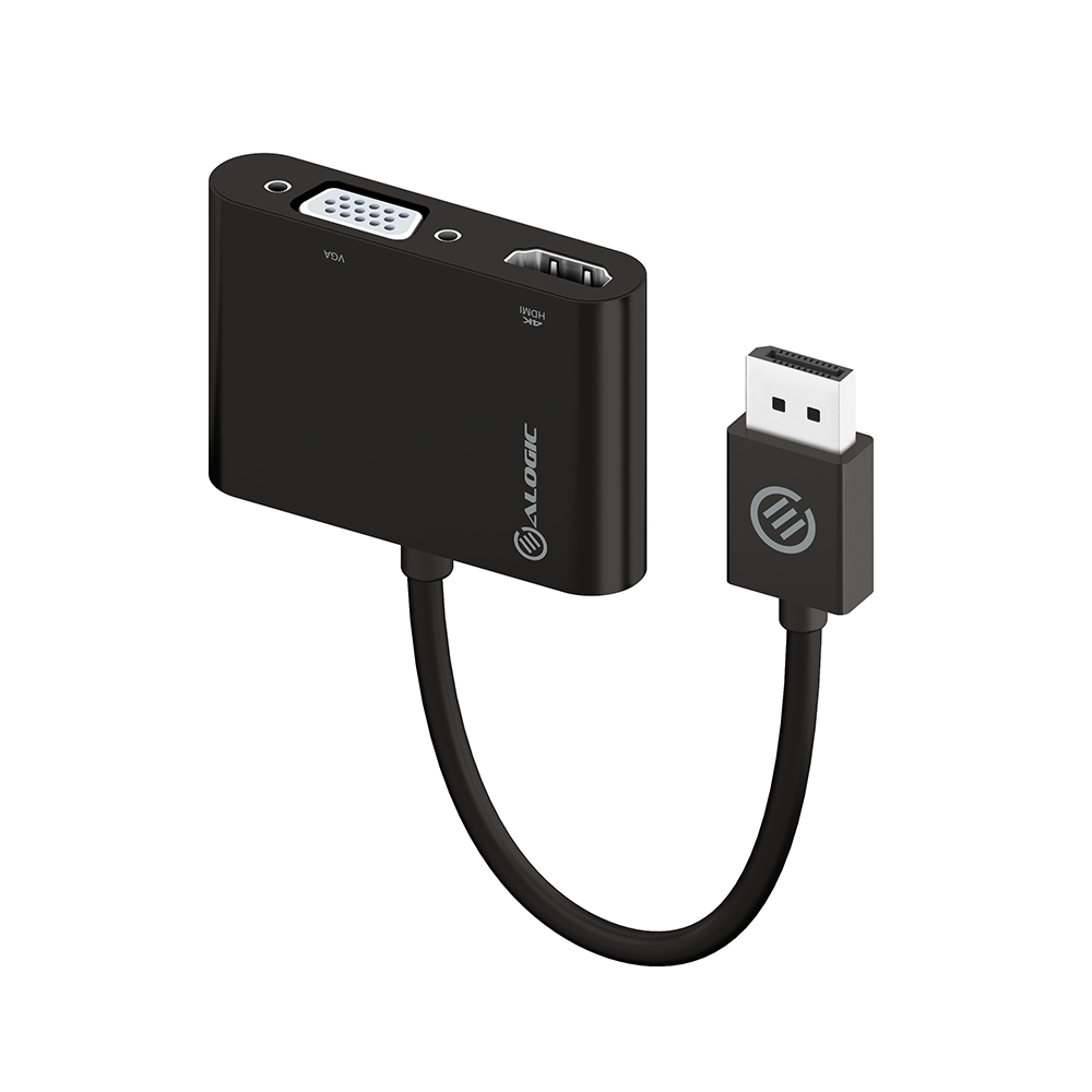 Alogic - Hubs & Adapters         Alogic 2-in-1 Displayport To        Hdmi Vga Adapter - Male To 2-fem    Dp-vghd4k-adp
