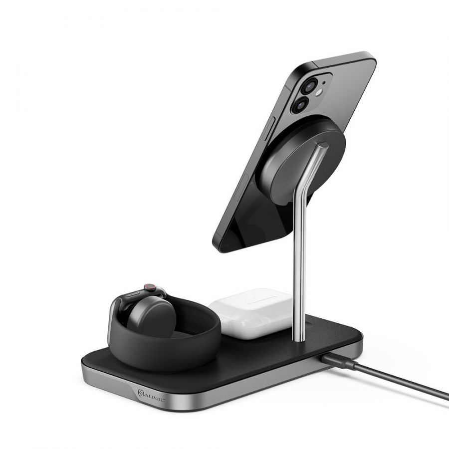 Alogic - Charging & Power        Magspeed 3-in-1 Wireless 15w        Charging Station - Black            Msp31cs15w