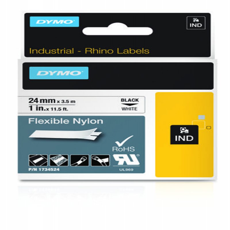 Dymo                             24 Mm Flexi Nylon Label White       Rhino                               1734524