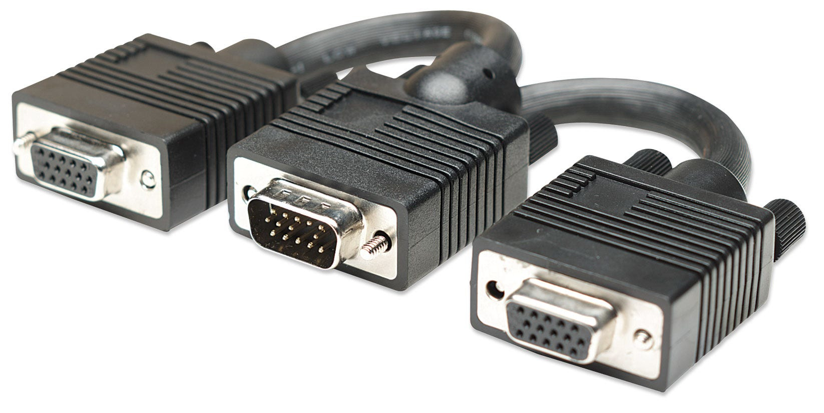 Manhattan                        Svga Y Cable 15cm-                  Male/2x Female Black Polybag        304559