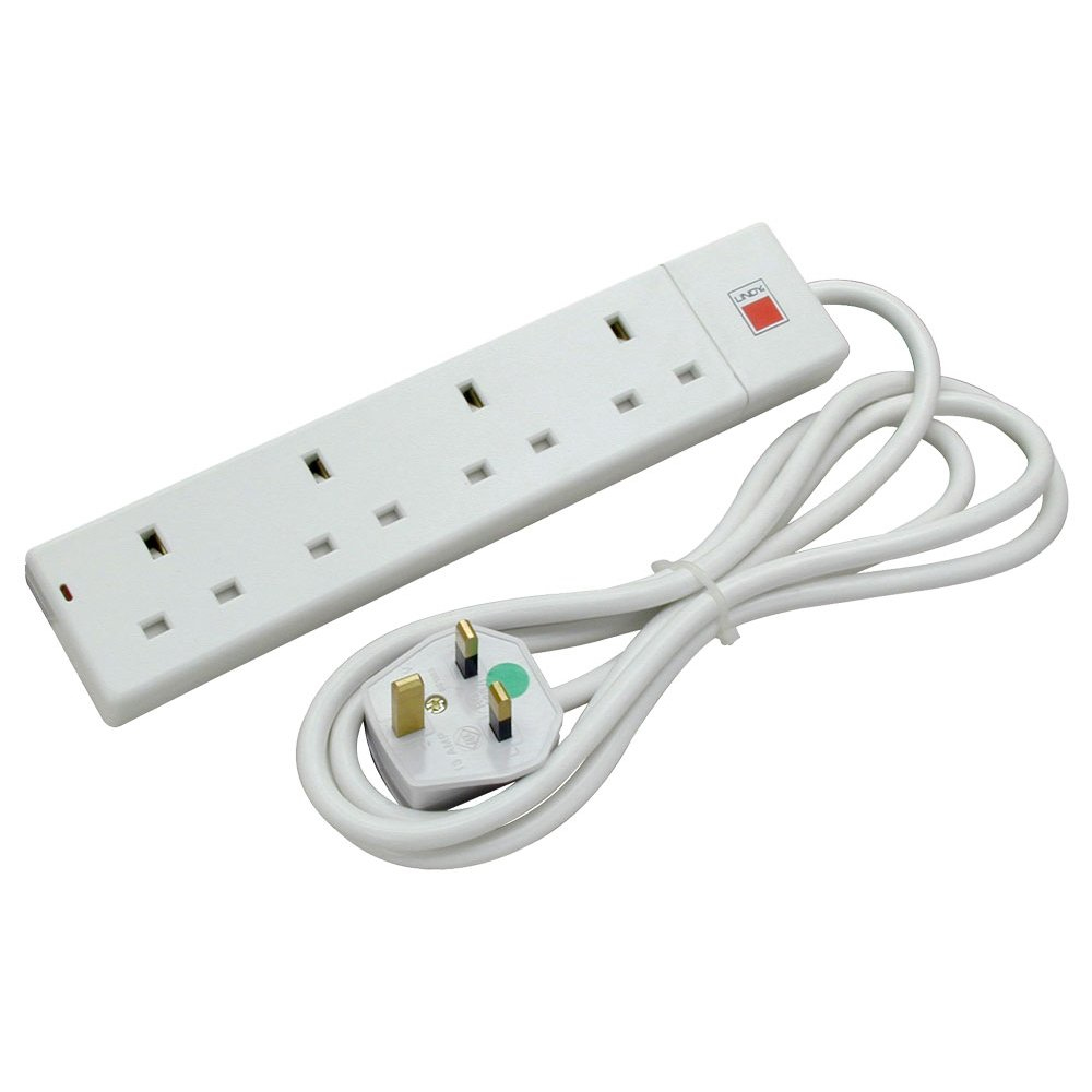Lindy Accessories                5m Mains 4 Way Gang                 Socket White                        73073