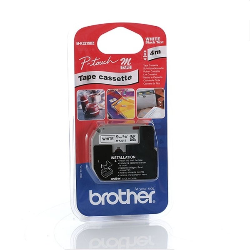 Brother - Consumables Ink Eur    Mk-221sbz Plastic Labellingtape     9mm 4m Black On White Non-lamin     Mk221sbz