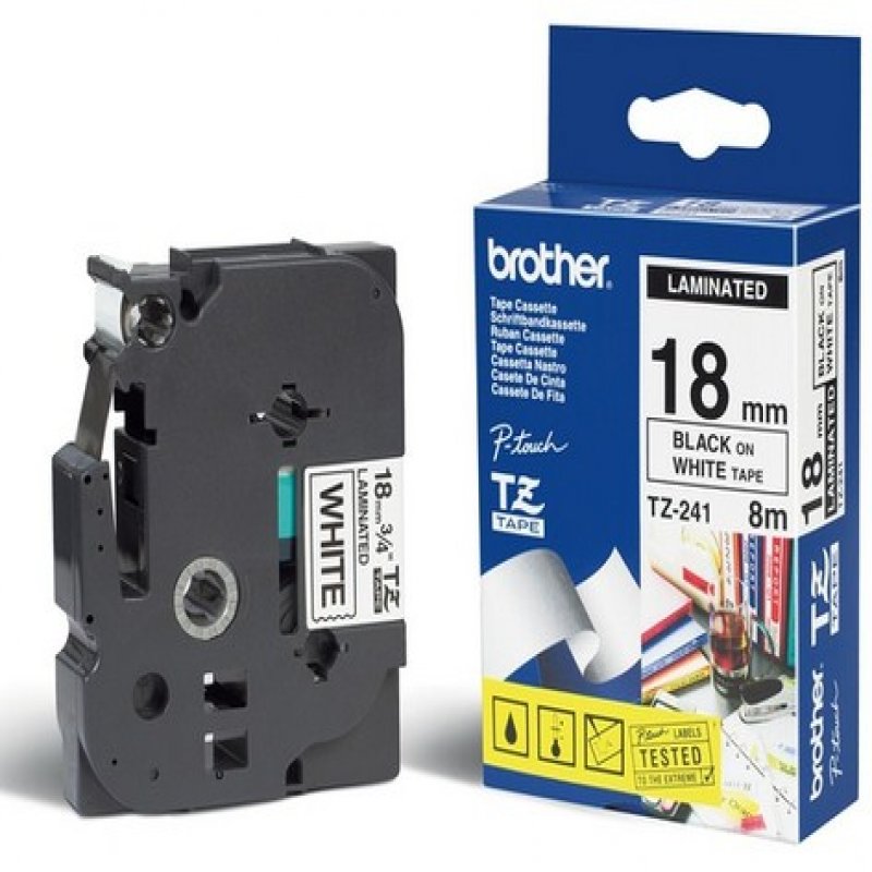 Brother - Consumables Ink Eur    Tze-241 Laminated Tape 18mm 8m      Black On White                      Tze241