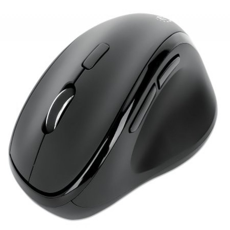 190237 manhattan Ergonomic Wireless Mouse, Right Handed, Adjustable 800/1200/1600dpi, 2.4ghz (up To 10m), Six Button With Scroll Wheel, Combo Usb=a And Usb-c Receiver, Black, Aa Battery (included), Three Year Warranty, Retail Box - NA01