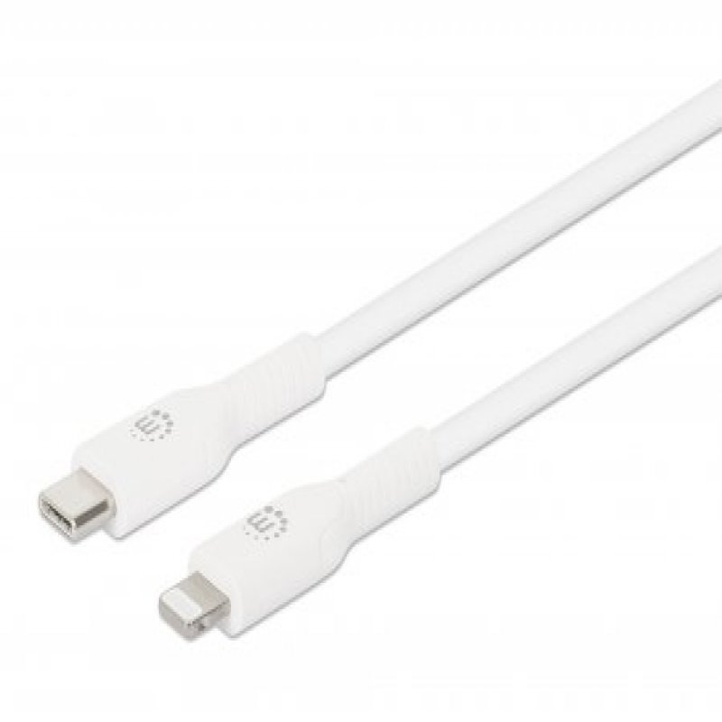 394529 manhattan Usb-c To Lightning Cable, Charge & Sync, 2m, White, For Apple Iphone/ipad/ipod, Male To Male, Mfi Certified (apple Approval Program), 480 Mbps (usb 2.0), Hi-speed Usb, Lifetime Warranty, Box - NA01