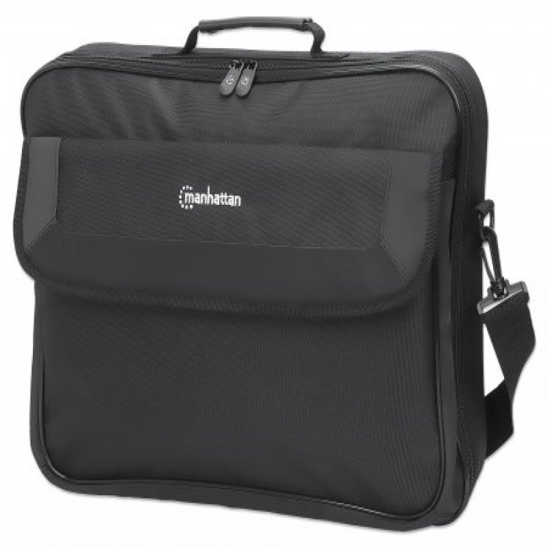 439992 manhattan Cambridge Laptop Bag 17.3", Clamshell Design, Black, Low Cost, Accessories Pocket, Document Compartment On Back, Shoulder Strap (removable), Equivalent To Targus Cn418eu, Notebook Case, Three Year Warranty - NA01
