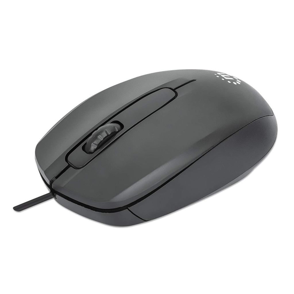 190190 manhattan Comfort Ii Usb Wired Mouse, Black, 1000dpi, Usb-a, Optical, Ambidextrous, Portable/compact, Three Button With Scroll Wheel, Three Year Warranty, Retail Box - NA01