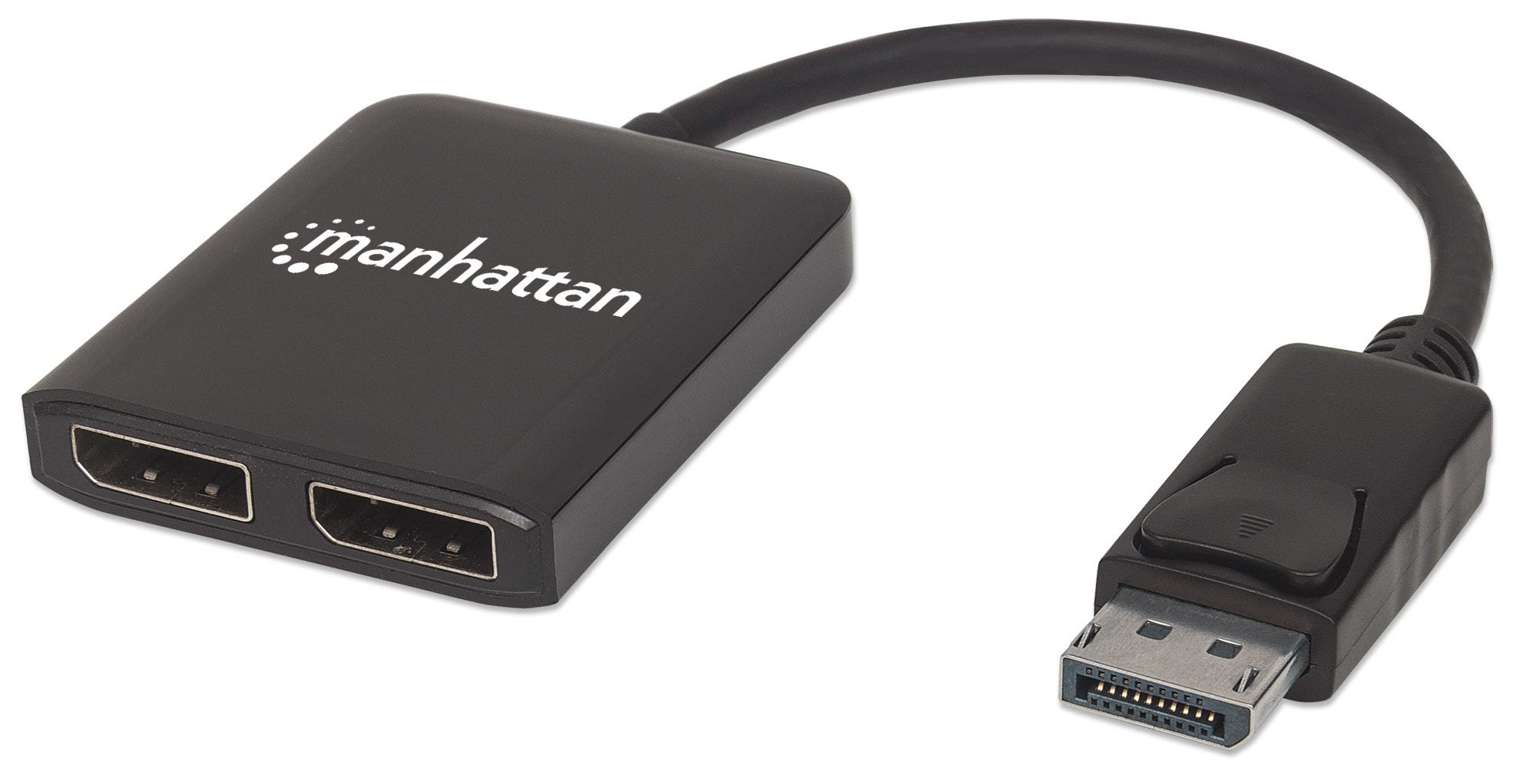 207768 manhattan Displayport 1.2 To 2-port Displayport 1.2 Splitter Hub With Mst, 4k@30hz, Usb-a Powered, Video Wall Function, Black, Three Year Warranty, Blister - NA01