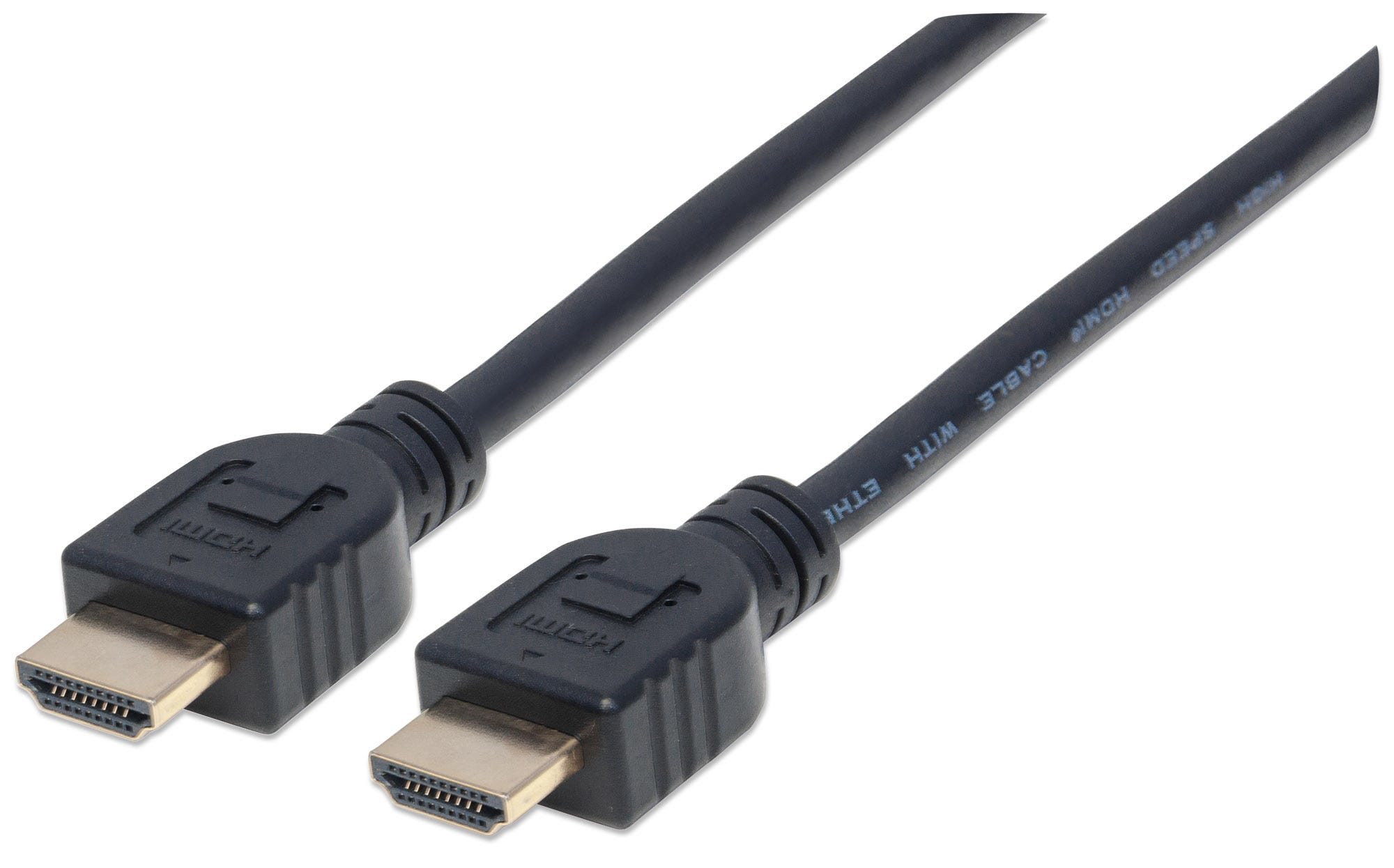 353939 manhattan Hdmi Cable With Ethernet (cl3 Rated, Suitable For In-wall Use), 4k@60hz (premium High Speed), 2m, Male To Male, Black, Ultra Hd 4k X 2k, In-wall Rated, Fully Shielded, Gold Plated Contacts, Lifetime Warranty, Polybag - NA01