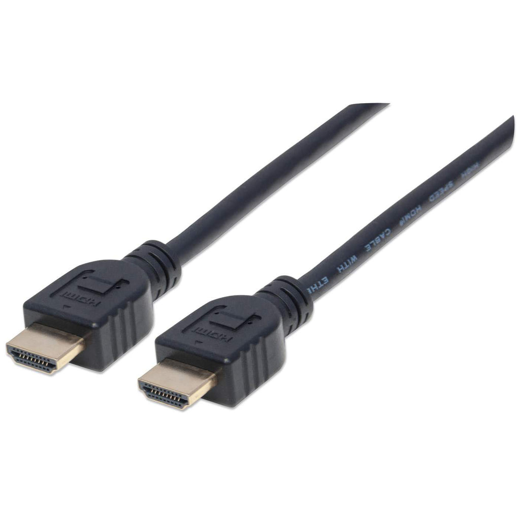 353946 manhattan Hdmi Cable With Ethernet (cl3 Rated, Suitable For In-wall Use), 4k@60hz (premium High Speed), 3m, Male To Male, Black, Ultra Hd 4k X 2k, In-wall Rated, Fully Shielded, Gold Plated Contacts, Lifetime Warranty, Polybag - NA01