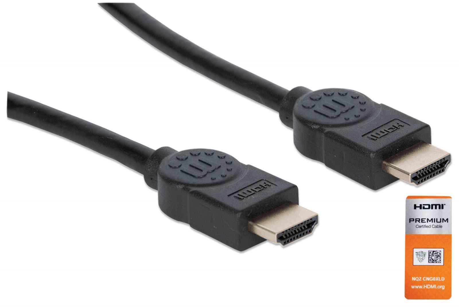 355346 manhattan Hdmi Cable With Ethernet, 4k@60hz (premium High Speed), 1.8m, Male To Male, Black, Equivalent To Startech Hdmm2mp (except 20cm Shorter), Ultra Hd 4k X 2k, Fully Shielded, Gold Plated Contacts, Lifetime Warranty, Polybag - NA01