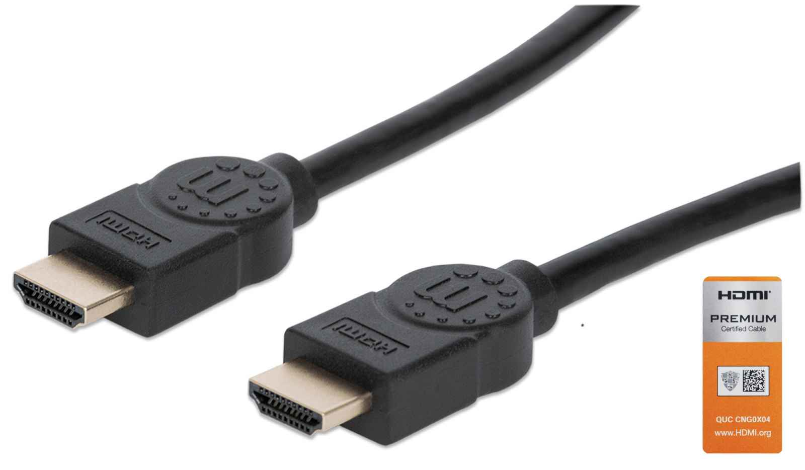 355353 manhattan Hdmi Cable With Ethernet, 4k@60hz (premium High Speed), 3m, Male To Male, Black, Equivalent To Startech Hdmm3mp, Ultra Hd 4k X 2k, Fully Shielded, Gold Plated Contacts, Lifetime Warranty, Polybag - NA01