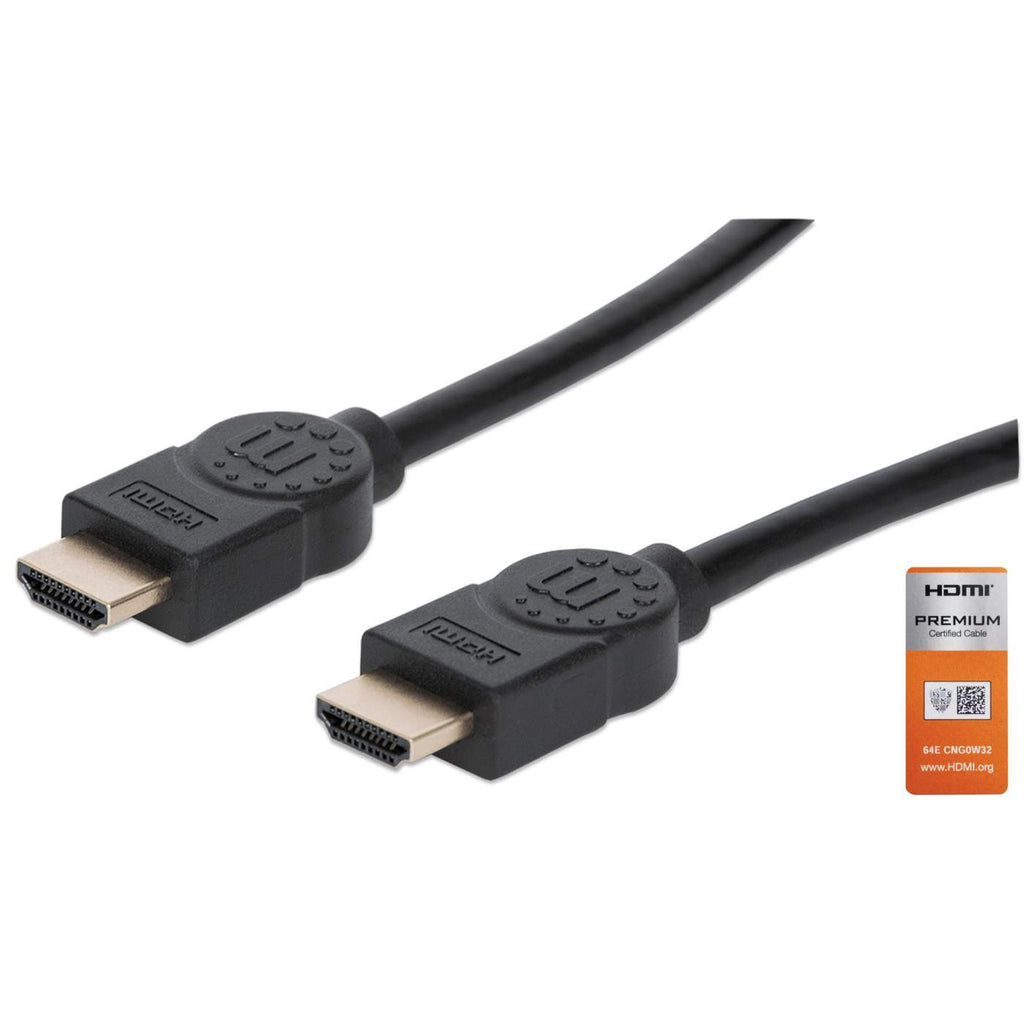 355360 manhattan Hdmi Cable With Ethernet, 4k@60hz (premium High Speed), 5m, Male To Male, Black, Equivalent To Startech Hdmm5mp, Ultra Hd 4k X 2k, Fully Shielded, Gold Plated Contacts, Lifetime Warranty, Polybag - NA01