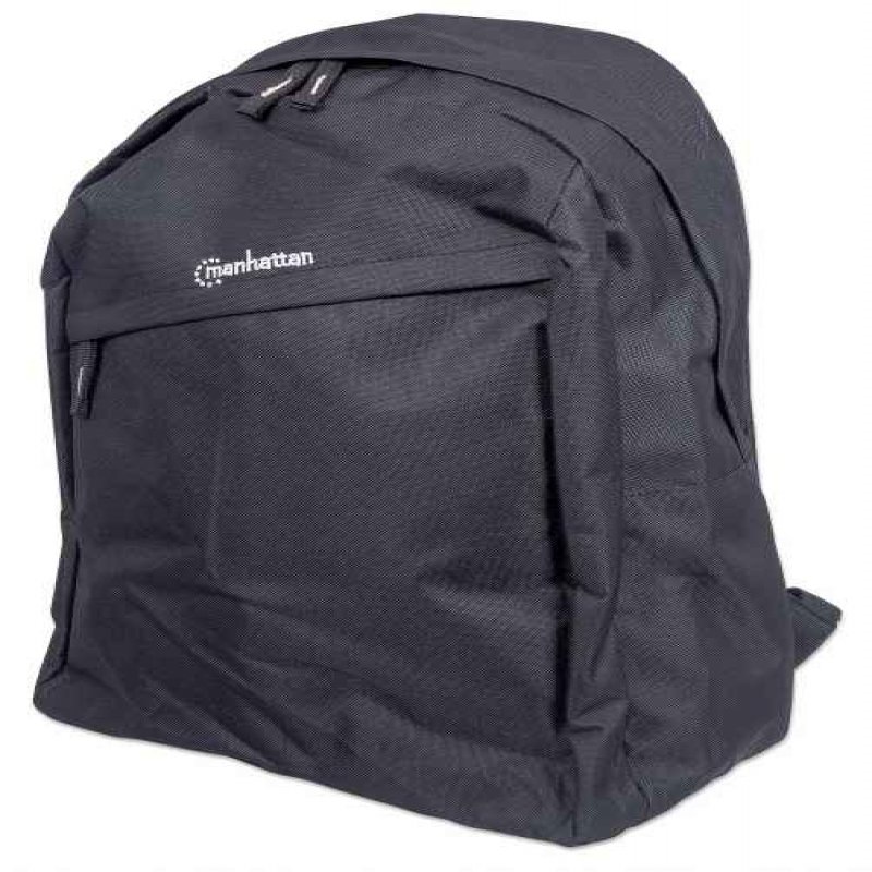 439831 manhattan Knappack Backpack 15.6", Black, Low Cost, Lightweight, Internal Laptop Sleeve, Accessories Pocket, Padded Adjustable Shoulder Straps, Water Bottle Holder, Three Year Warranty - NA01