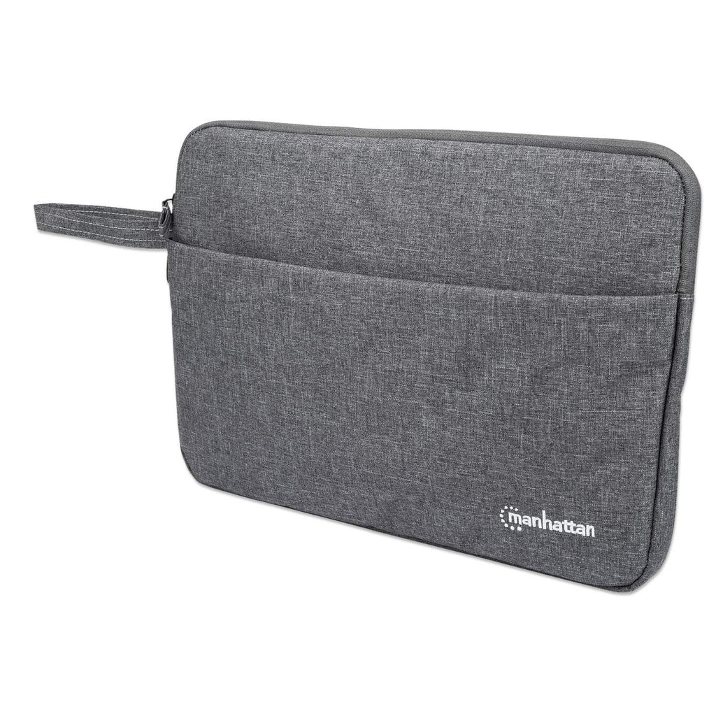 439916 manhattan Seattle Laptop Sleeve 14.5", Grey, Padded, Extra Soft Internal Cushioning, Main Compartment With Double Zips, Zippered Front Pocket, Carry Loop, Water Resistant And Durable, Notebook Slipcase, Three Year Warranty - NA01